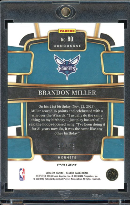 2023-24 Select Brandon Miller Neon Green Rookie /75