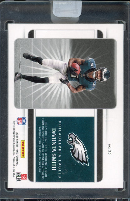 2021 Panini One Devonta Smith Duel Patch Platinum Auto /5 RC