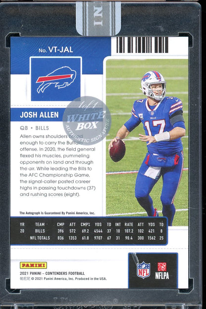 2021 Contenders Josh Allen Super Bowl Ticket White Box 1/1