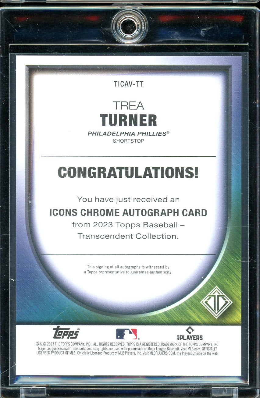 2023 Topps Transcendent Trea Turner Icons Chrome Auto 01/15