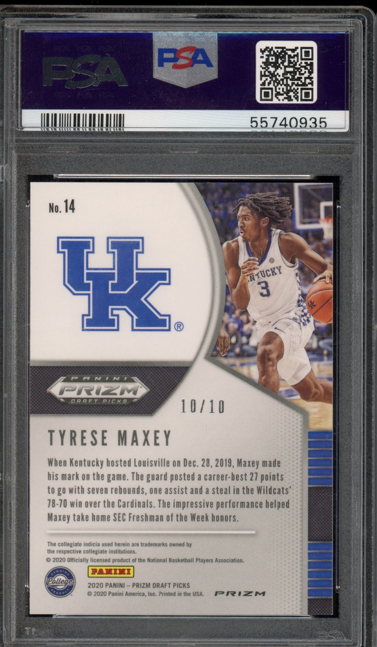 2020 Prizm Draft Picks Tyrese Maxey Gold Rookie /10 PSA 9