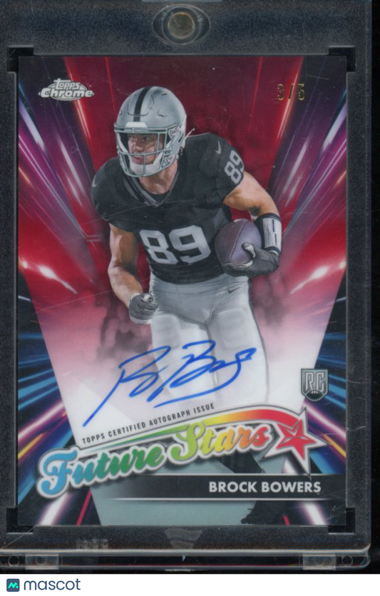 2024 Topps Chrome Brock Bowers Red Future Stars /5 Rookie Auto