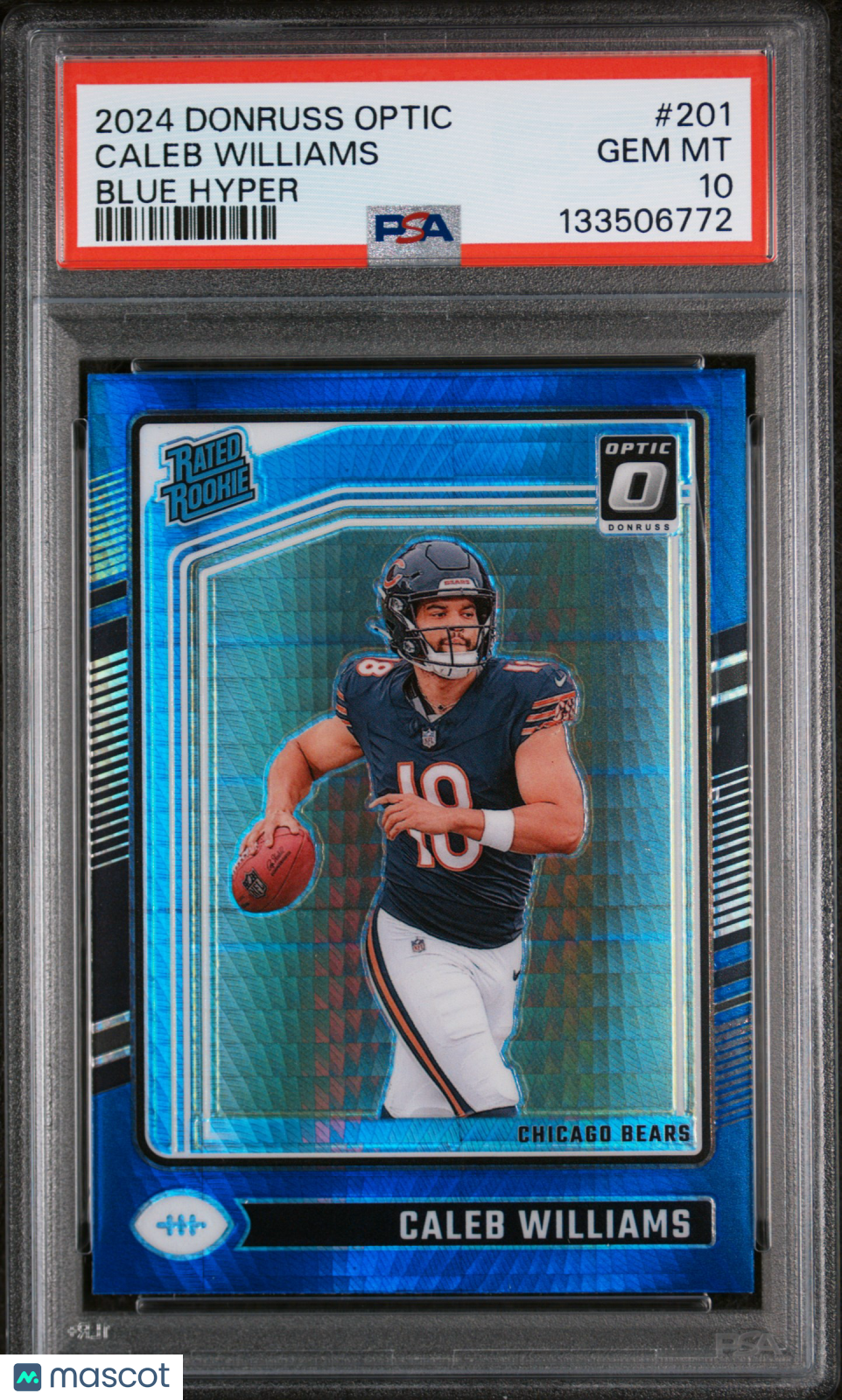 2024 Panini Donruss Optic Caleb Williams #201 Blue Hyper Rated Rookie PSA 10