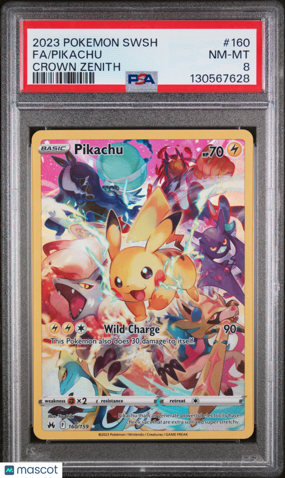 2023 Pokemon Sword & Shield Crown Zenith Pikachu #160/159 PSA 8