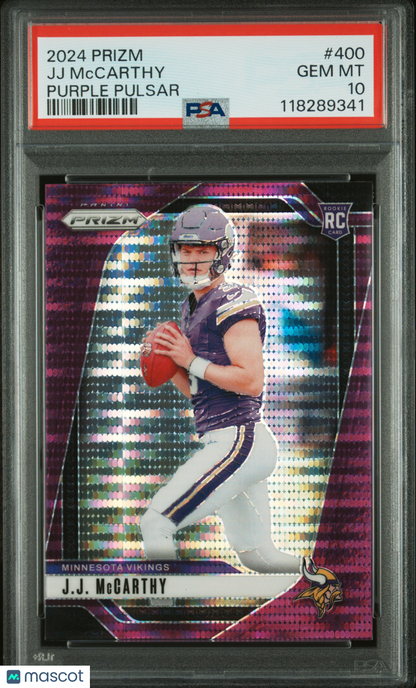 2024 Prizm JJ Mccarthy Purple Pulsar PSA 10
