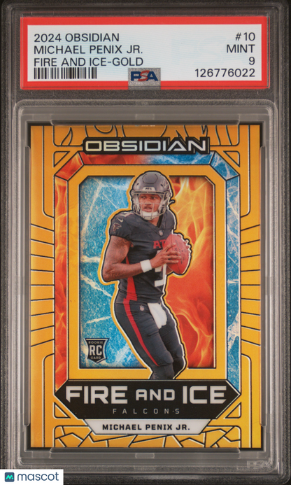 2024 Obsidian Michael Penix Fire And Ice Gold Rookie /10 PSA 9