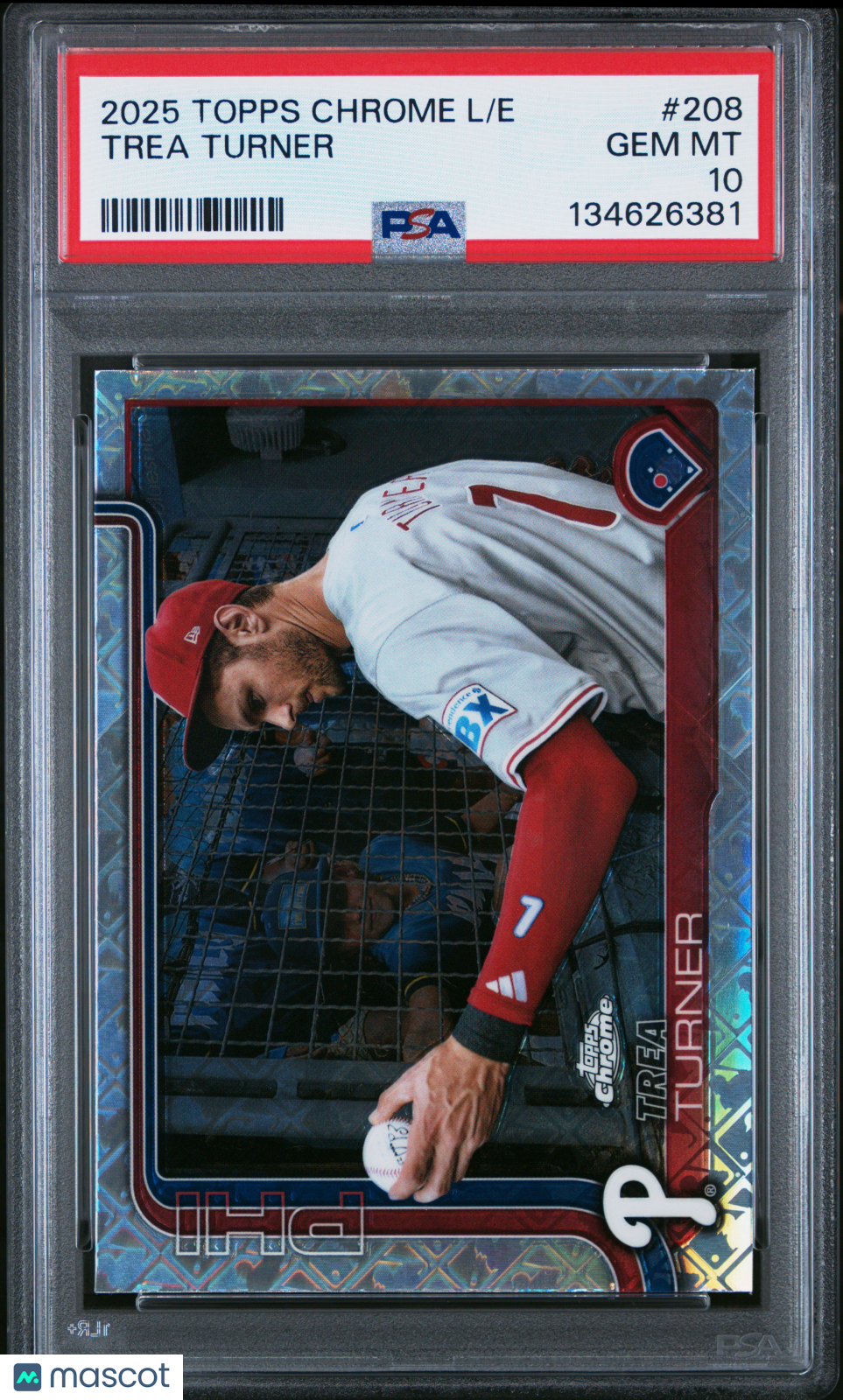 2025 Topps Chrome Trea Turner #208 Logofractor Image Variation PSA 10