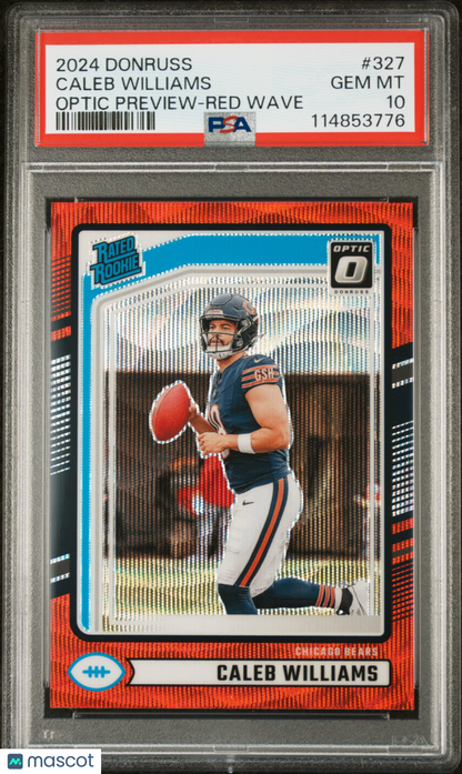 2024 Panini Donruss Caleb Williams #327 Optic Rated Rookie Red Wave PSA 10