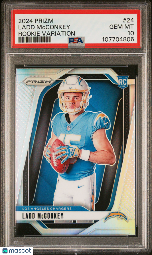 2024 Prizm Ladd Mcconkey Silver Rookie Variation PSA 10