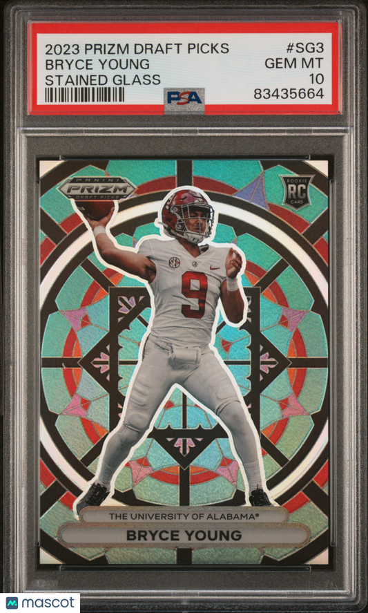 2023 Panini Prizm Draft Picks Bryce Young #SG-3 Stained Glass RC PSA 10
