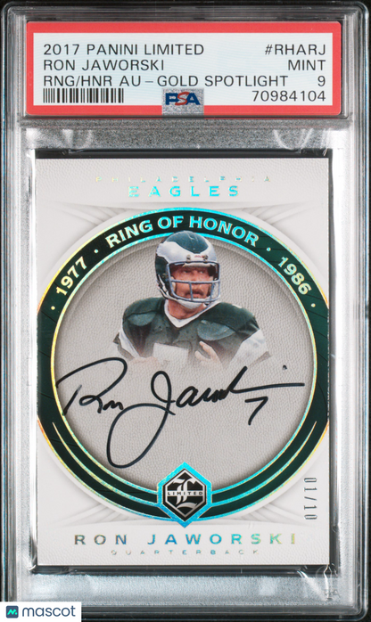 2017 Limited Ron Jaworski Ring of Honor Gold Spotlight 01/10 PSA 9