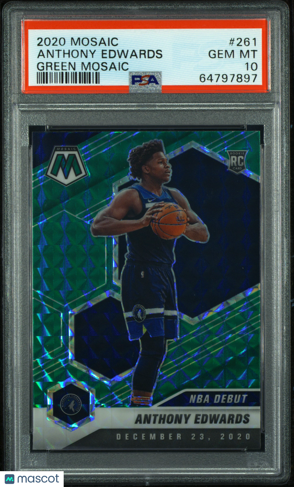 2020-21 Mosaic Anthony Edwards Green Mosaic Rookie PSA 10