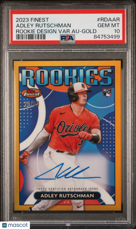2023 Finest Adley Rutschman Rookie Gold Auto /50 PSA 10