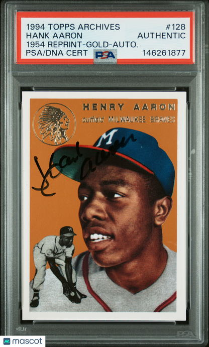 1994 Topps Archives Hank Aaron 1954 Reprint Gold Auto PSA Auth