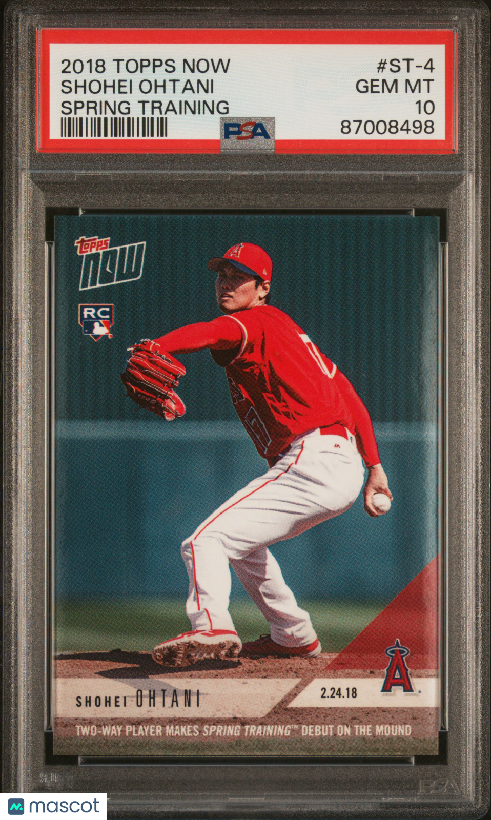 2018 Topps Now Shohei Ohtani Spring Training Rookie PSA 10
