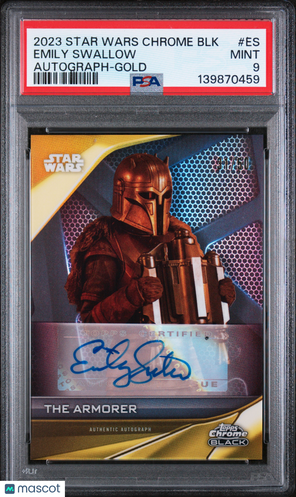 2023 Topps Chrome Black Star Wars Emily Swallow #A-ES Auto Gold /50 PSA 9