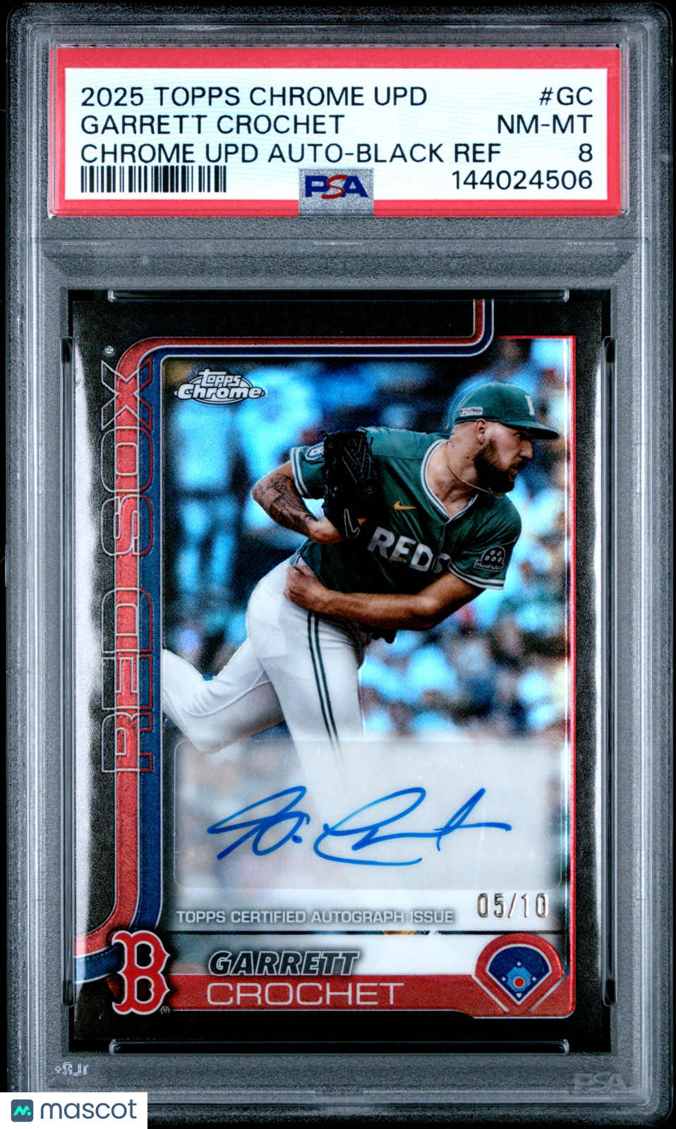 2025 Topps Chrome Update Garrett Crochet Black Refractor Auto /10 PSA 8