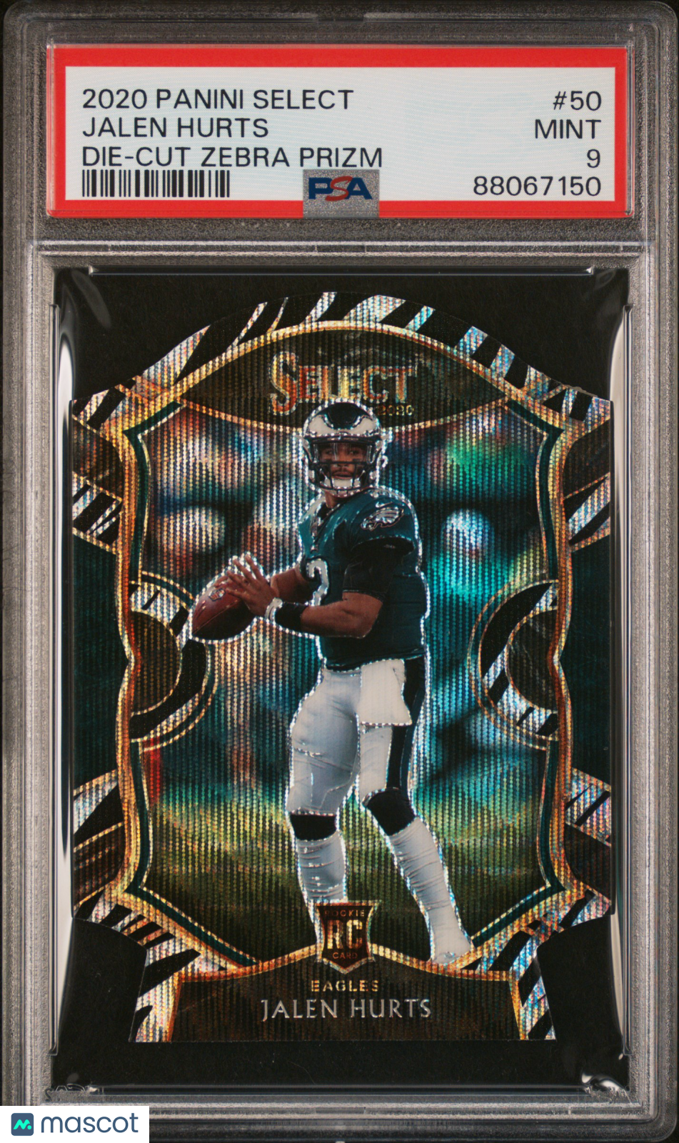 2020 Select Jalen Hurts Zebra Die Cut Rookie SP PSA 9