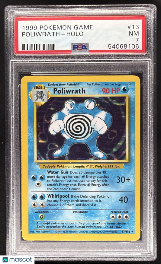 1999 Pokemon Poliwrath #13/102 Set Holo PSA 7