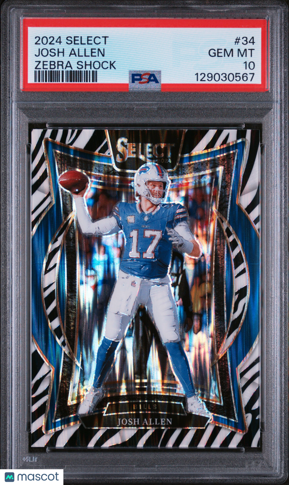 2024 Select Josh Allen Zebra Shock SP PSA 10