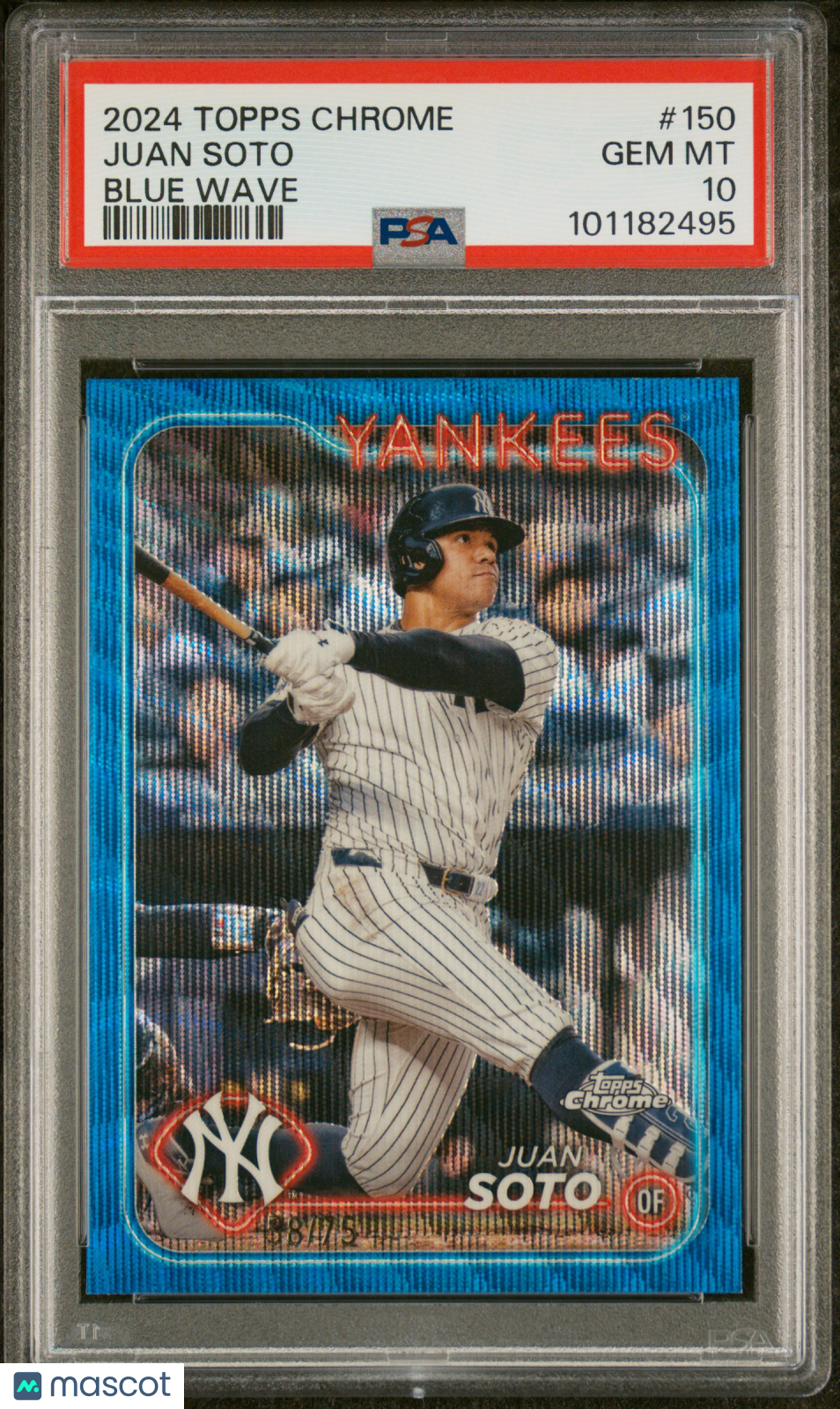 2024 Topps Chrome Juan Soto #150 Blue Wave Refractor /75 PSA 10