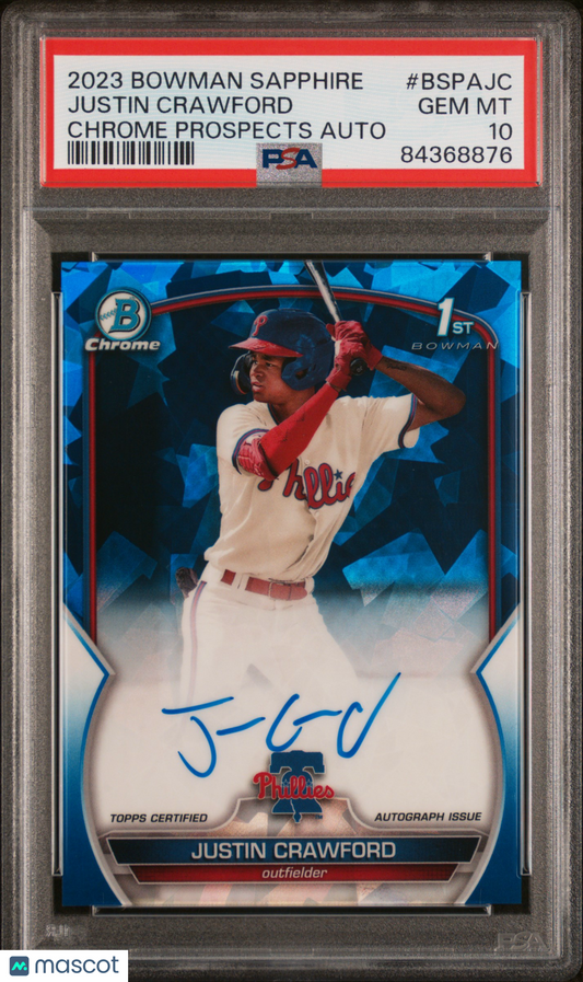 2023 Bowman Chrome Justin Crawford #BCP-217 Prospects Shimmer Refractor PSA 10