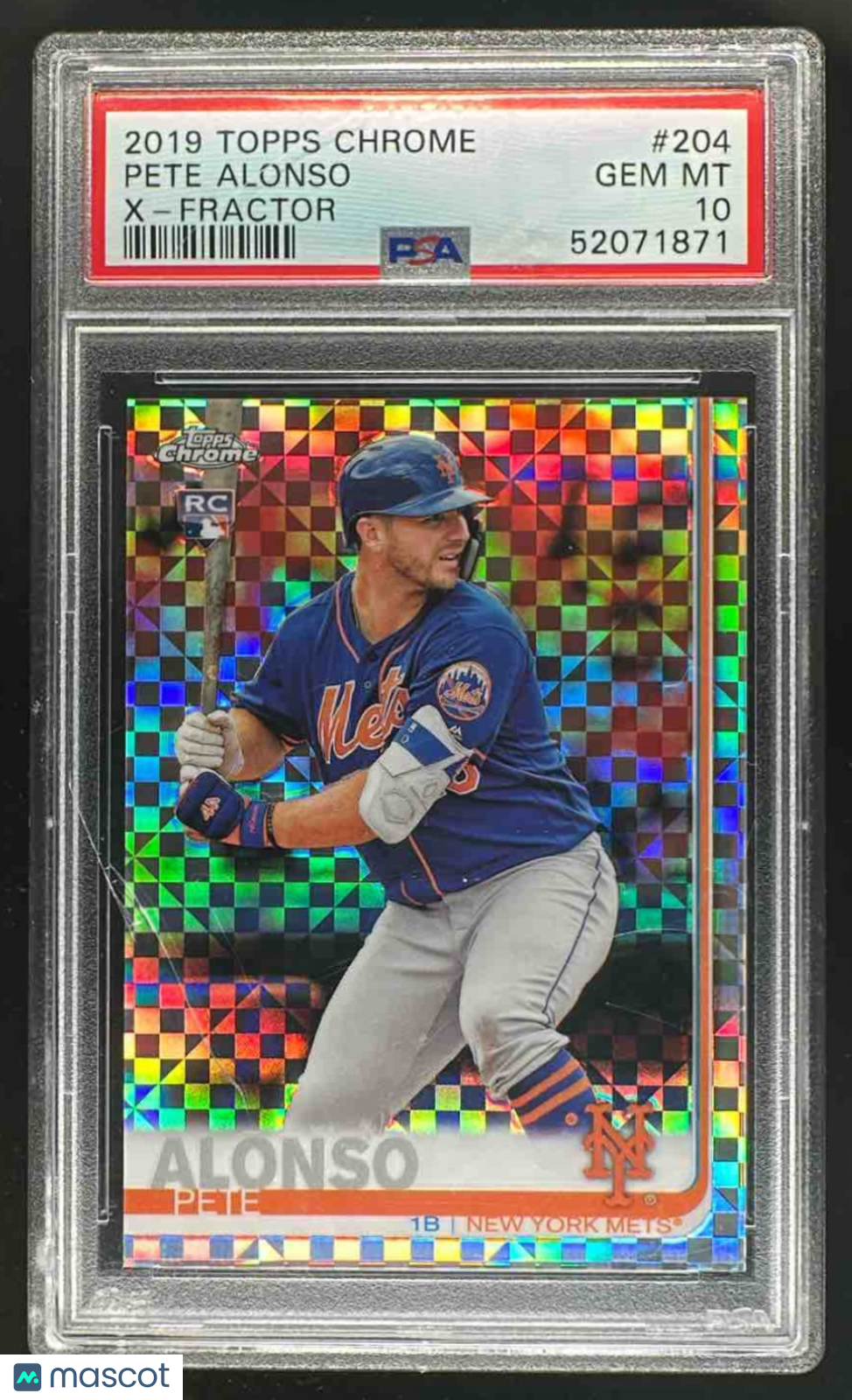 2019 Topps Chrome Pete Alonso #204 X-Fractor RC Mets PSA 10