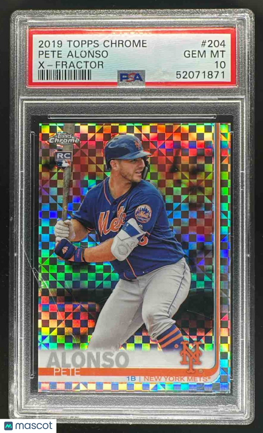 2019 Topps Chrome Pete Alonso #204 X-Fractor RC Mets PSA 10