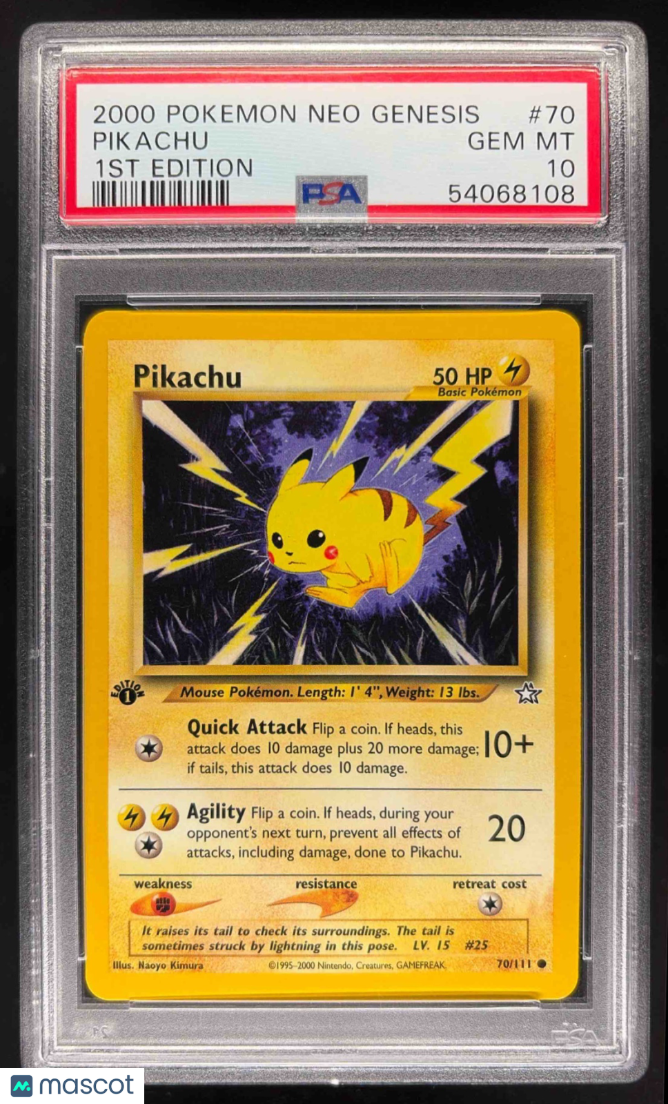 2000 Pokemon Neo Genesis Pikachu #070/111 PSA 10