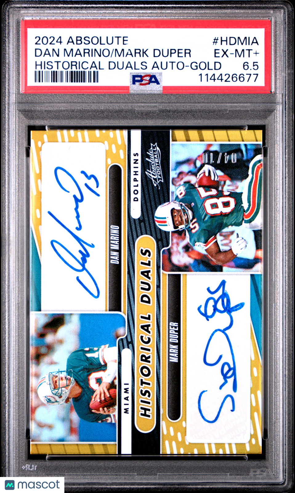 2024 Absolute Dan Marino Mark Duper Dual Auto /10 PSA 6.5