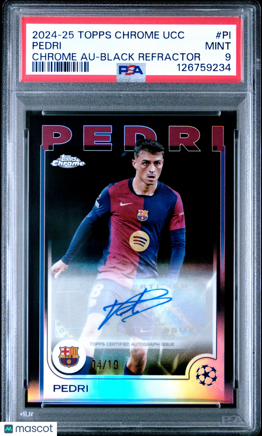 2024 Topps Chrome UEFA Club Competitions Pedri #CA-PI Auto Black Refractor /10 PSA 9