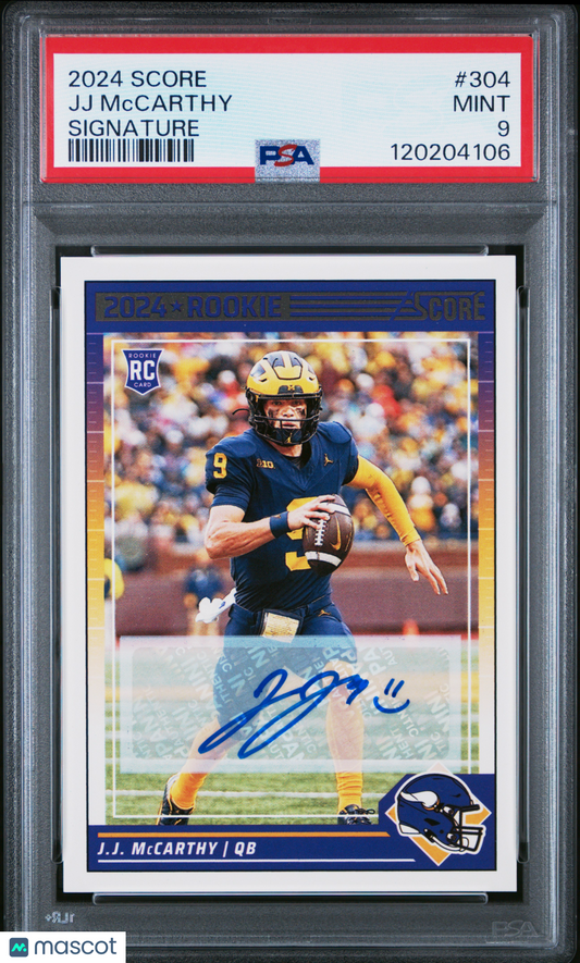 2024 Score JJ Mccarthy Rookie Auto PSA 9