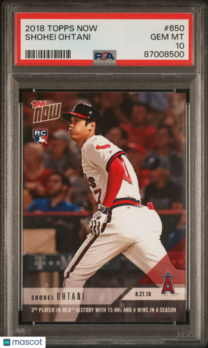 2018 Topps Now Shohei Ohtani Rookie #650 PSA 10