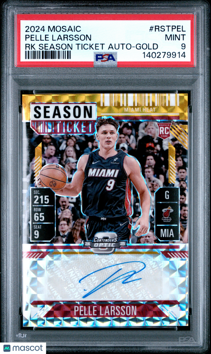 2024 Panini Mosaic Pelle Larsson Contenders Optic Gold 4/10 RC Auto PSA 9