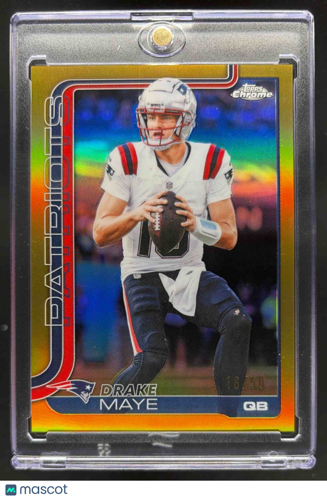 2025 Topps Chrome Drake Maye #207 Gold Refractor 16/50