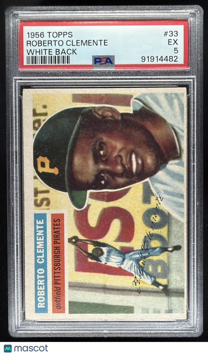 1956 Topps Roberto Clemente #33 White Back PSA 5