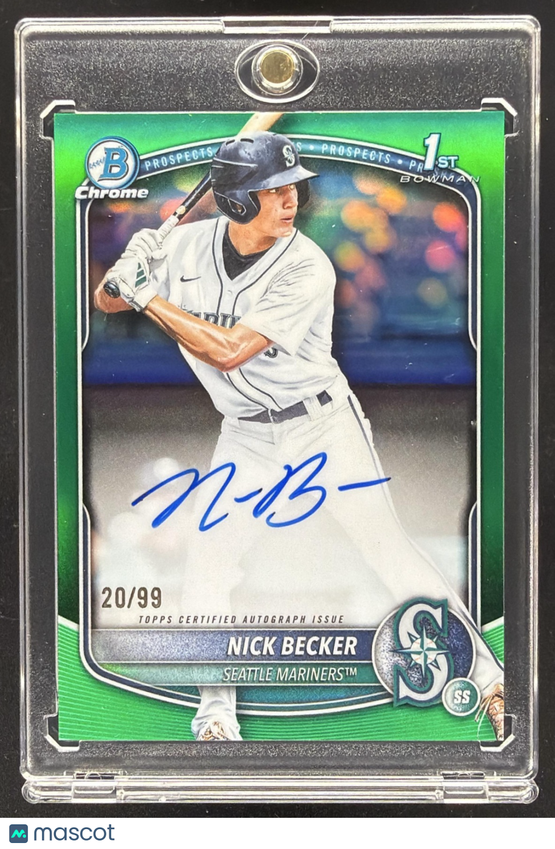 2025 Bowman Draft Nick Becker #CPA-NB Chrome Auto Green Lava Refractor /99 1st Prospect