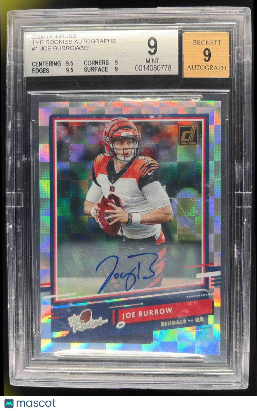 2020 Panini Donruss Joe Burrow #TR-JB The Rookies Auto /99 RC Bengals BGS 9