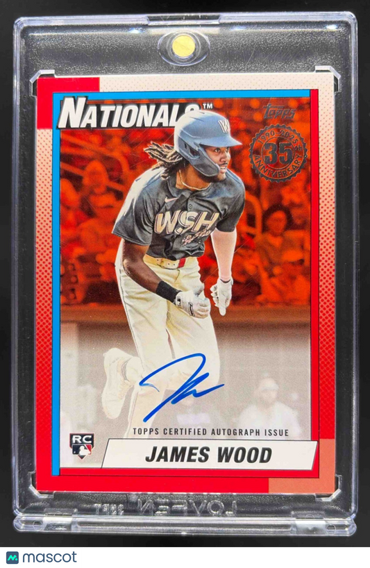 2025 Topps James Wood #90B2-JW 1990 Baseball Auto Series 2 Orange 19/25 RC