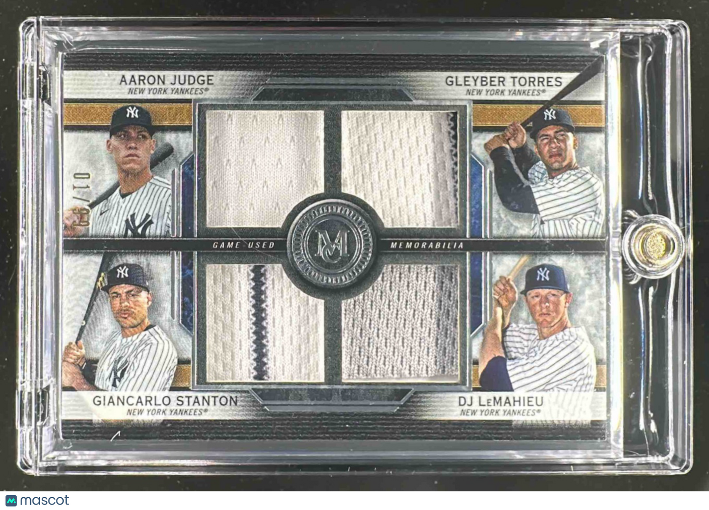 2020 Topps Museum Collection Aaron Judge #SPQR-AJ Primary Pieces Quad Relics /99