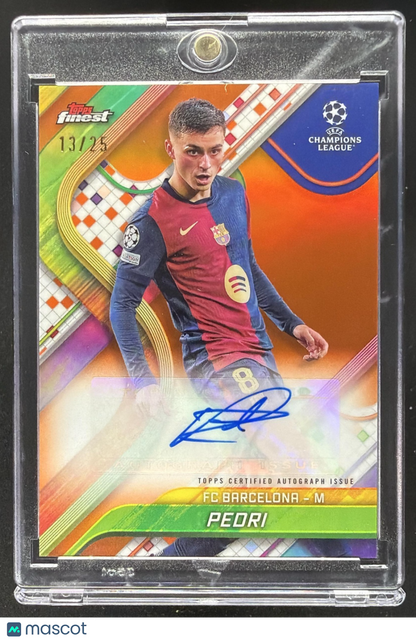 2023-24 Topps Finest UEFA Club Competitions Pedri #A-PI Auto Orange 4/25