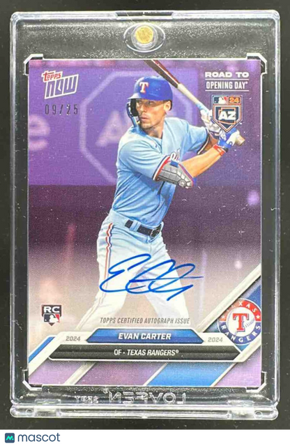 2024 Topps Now Evan Carter Purple Rookie Opening Day /25 Auto