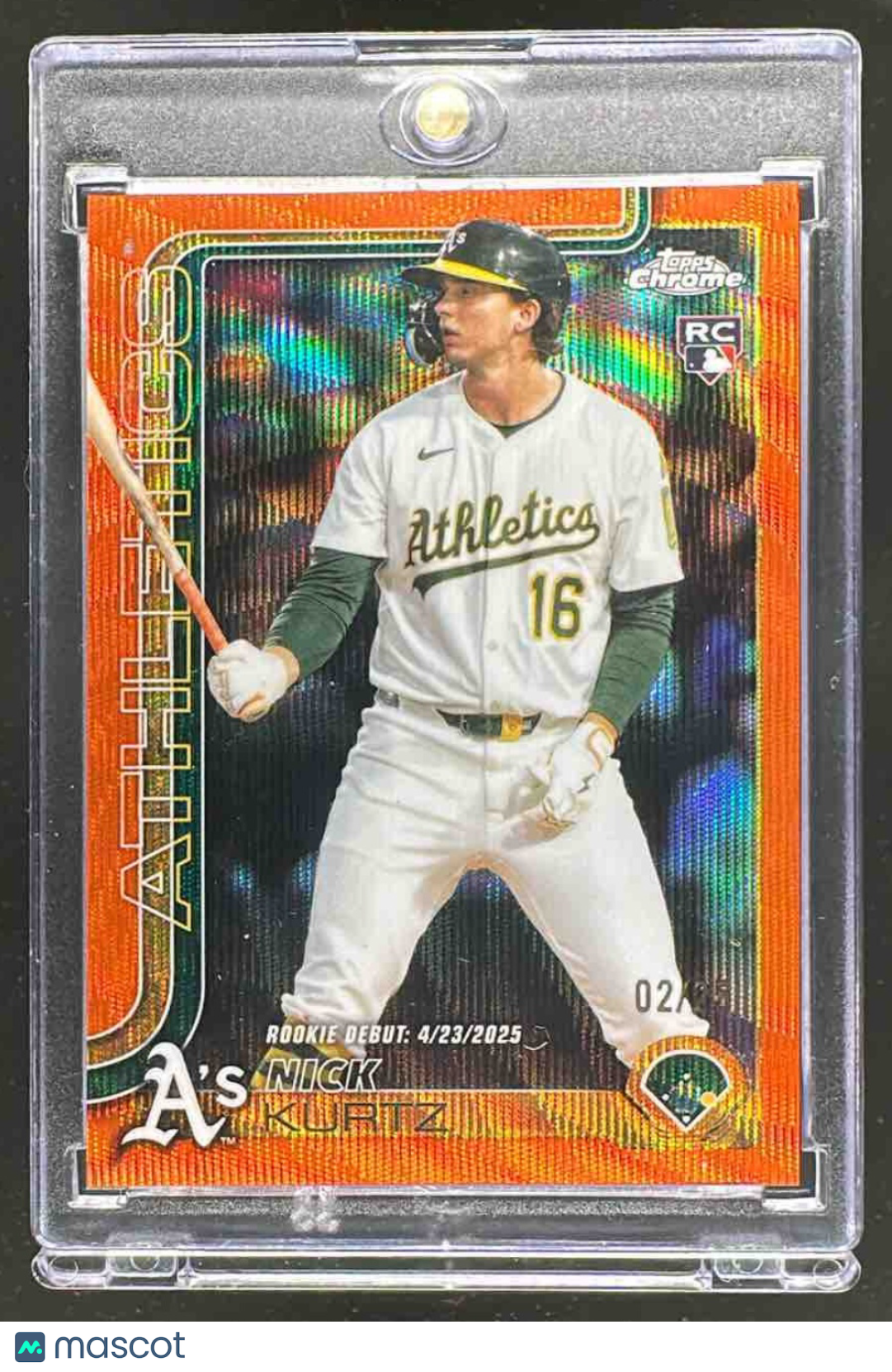 2025 Topps Chrome Update Nick Kurtz #USC180 Orange Wave /25 Rookie