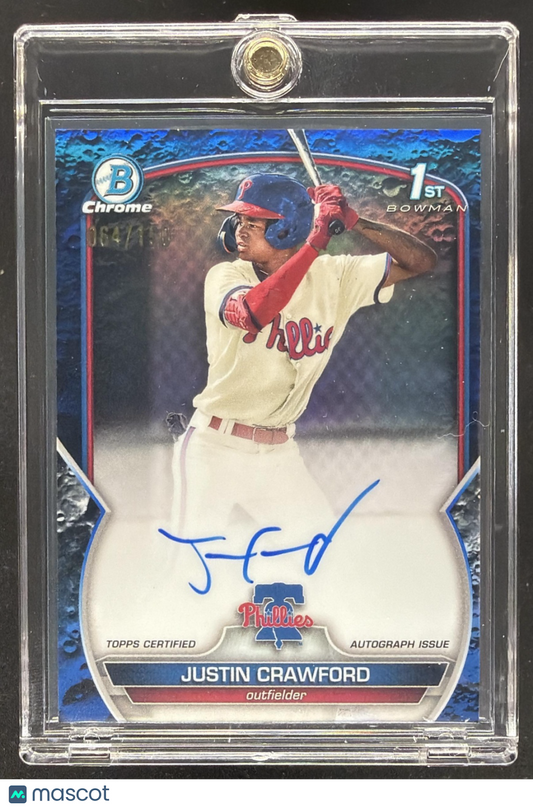 2023 Bowman Justin Crawford #CPA-JC Chrome Auto Blue Lunar /150