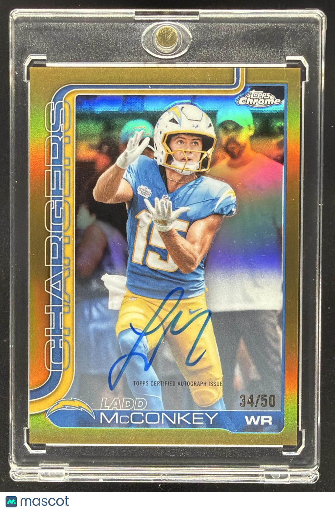 2025 Topps Chrome Ladd McConkey #BA-LM Auto Gold Refractor 34/50