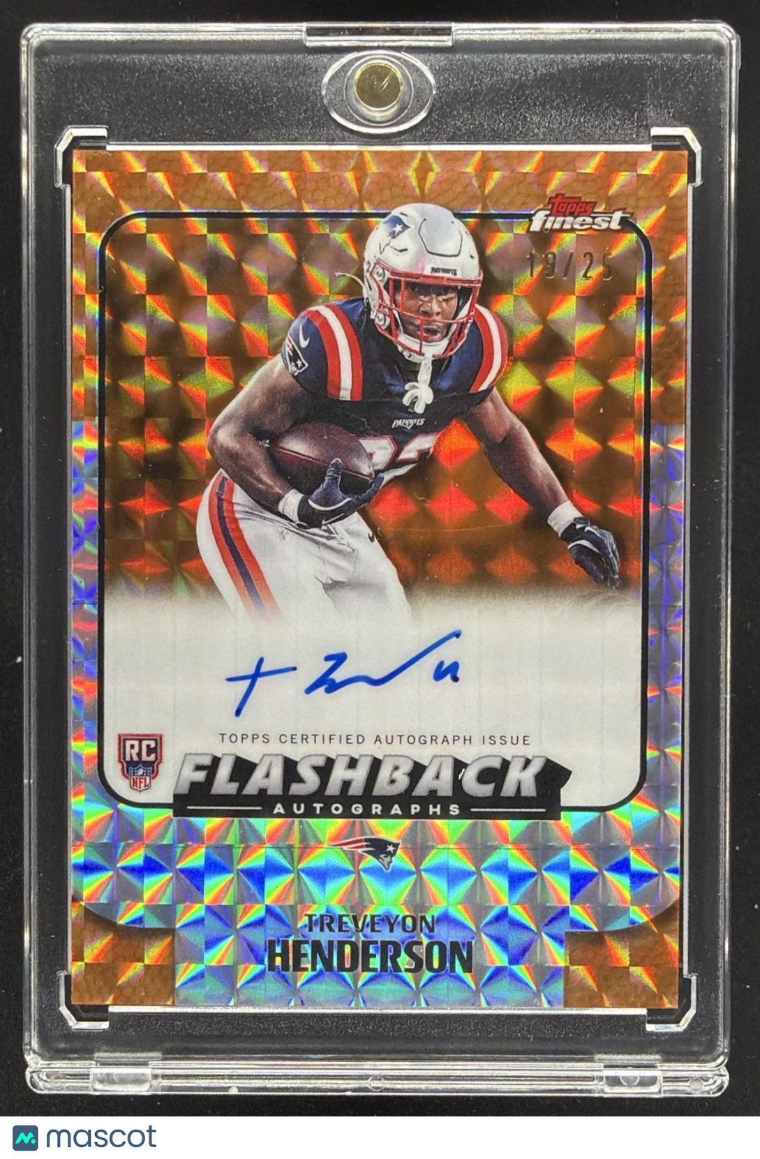 2025 Topps Finest Treveyon Henderson #FBA-TVH Flashback Auto Orange Geometric Refractor /25 RC