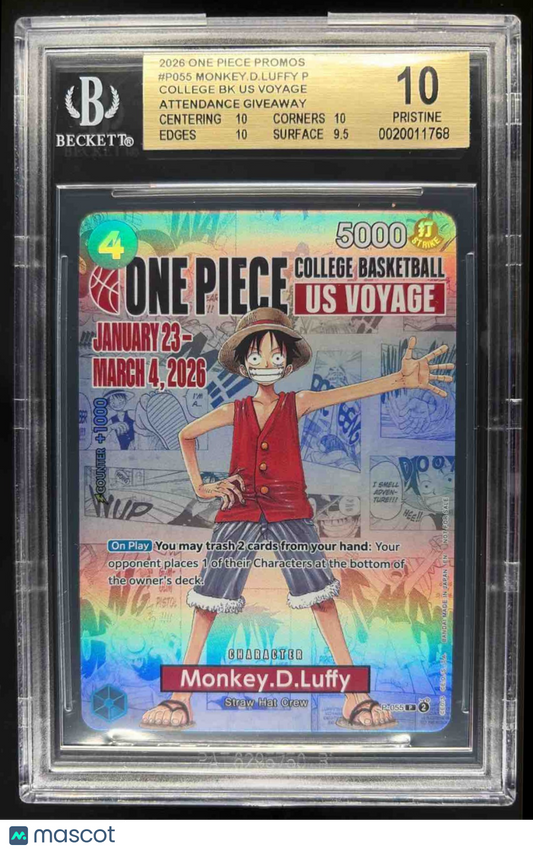2024 One Piece The Best Monkey.D.Luffy #P-055 Promo BGS 10