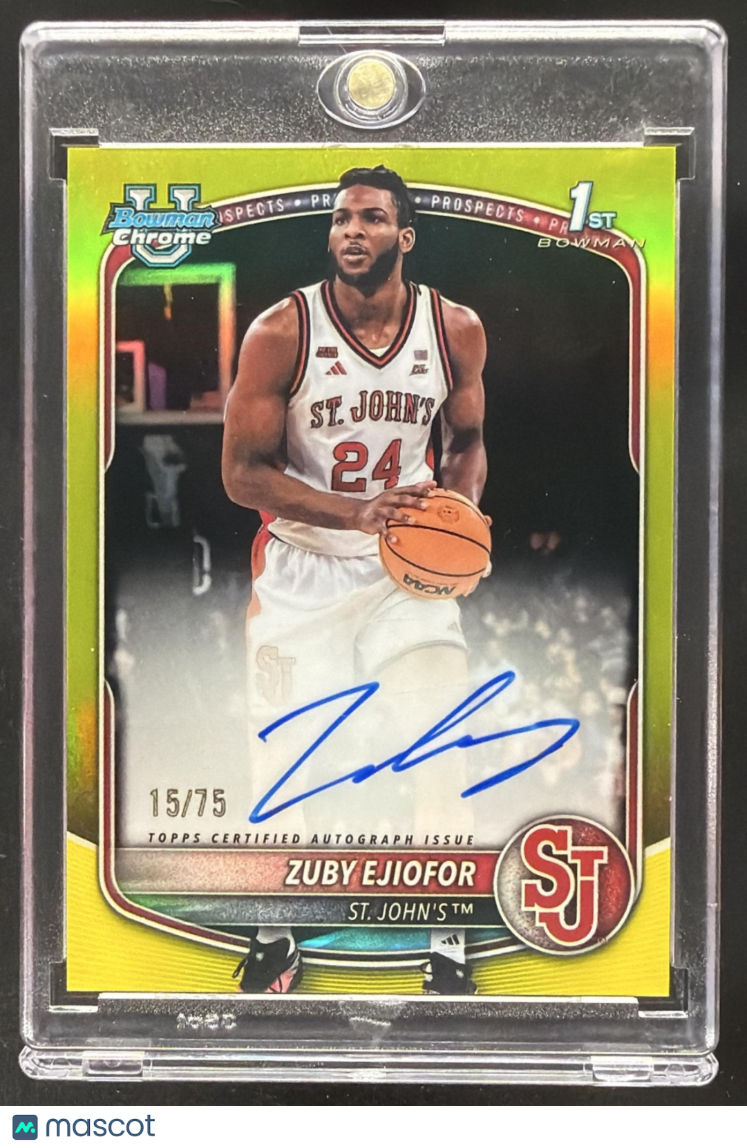 2025 Bowman Zuby Ejiofor #CPA-ZE Chrome Auto Yellow Refractor /75 1st Prospect