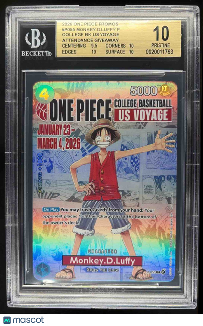 2024 One Piece The Best Monkey.D.Luffy #P-055 Promo BGS 10