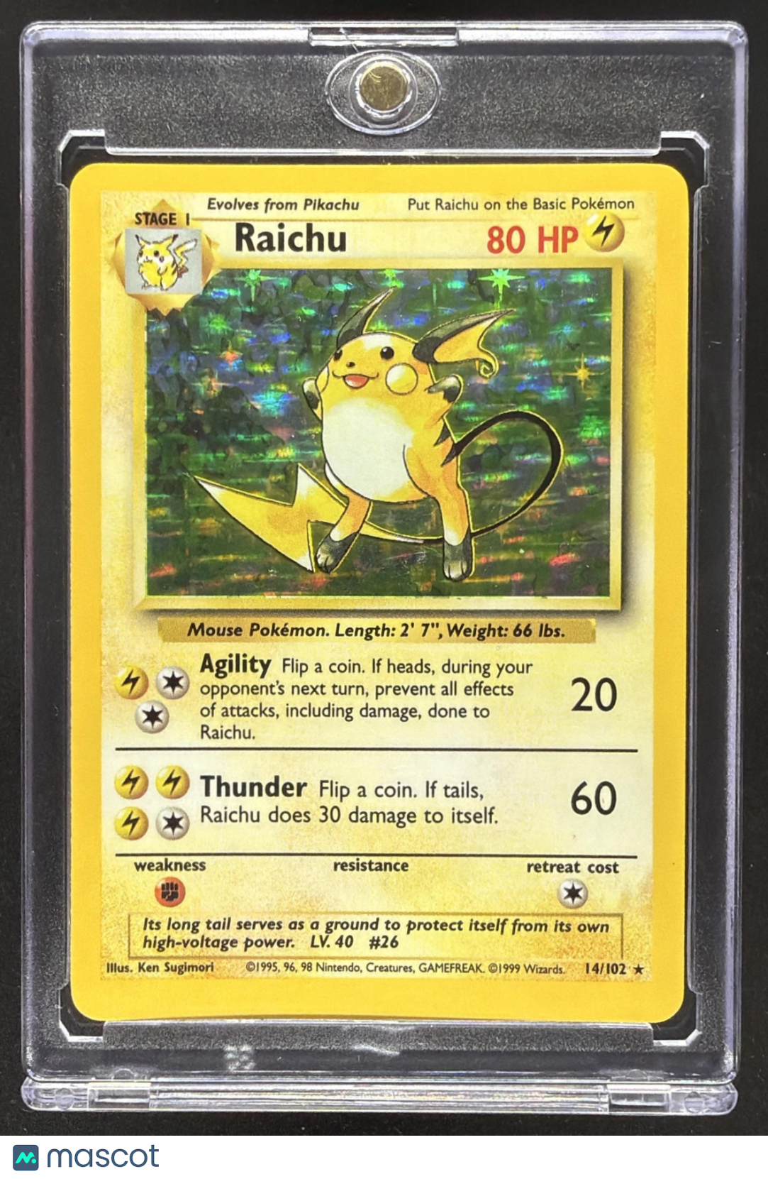 1999 Pokemon Raichu #14/102 Set Holo